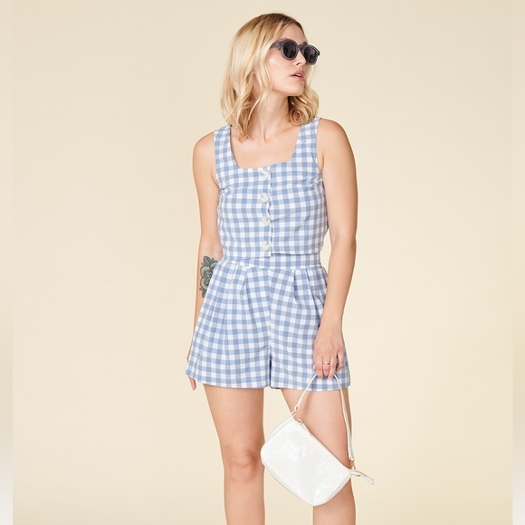 Nwt Wayre Limited Edition Travel Set In Ocean Plaid Tank & Pocket Flow Short Xl
